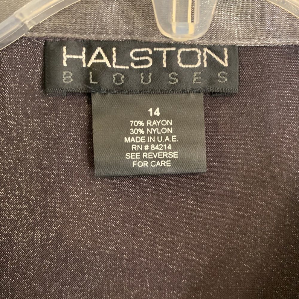 Halston Long Sleeve Button Down Metallic Blouse - image 7